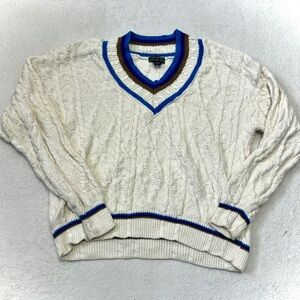 Colours by Alexander Julian Vintage Cable Neck V-Neck Sweater - XL